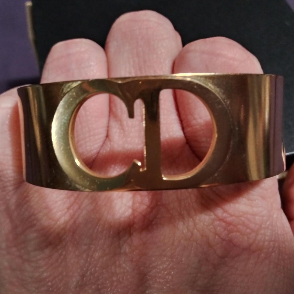 Gold CD Logo Statement Cuff Bracelet